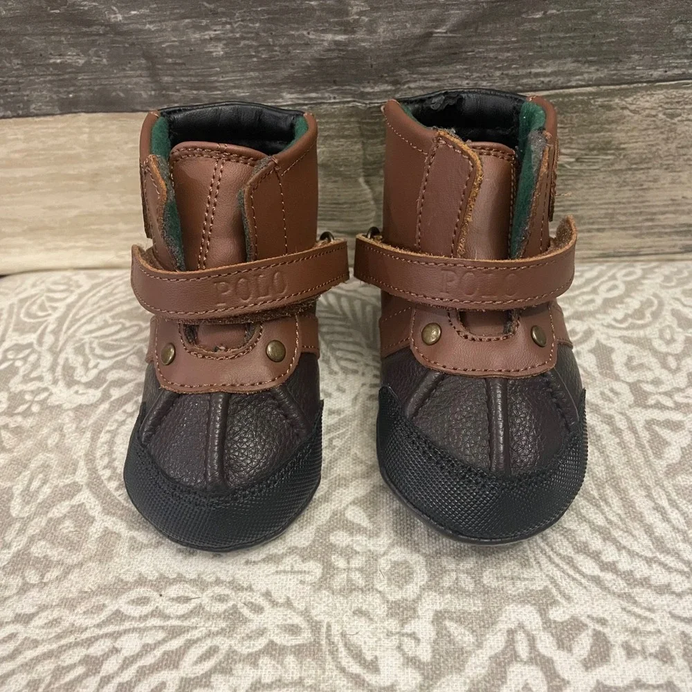 Polo Ralph Lauren Baby Boys Brown Conquered Crib Boots Size 3 USA RL100707